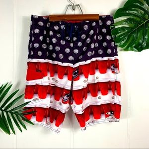 O’NEILL Red Solo Cup American Flag Board Shorts 34